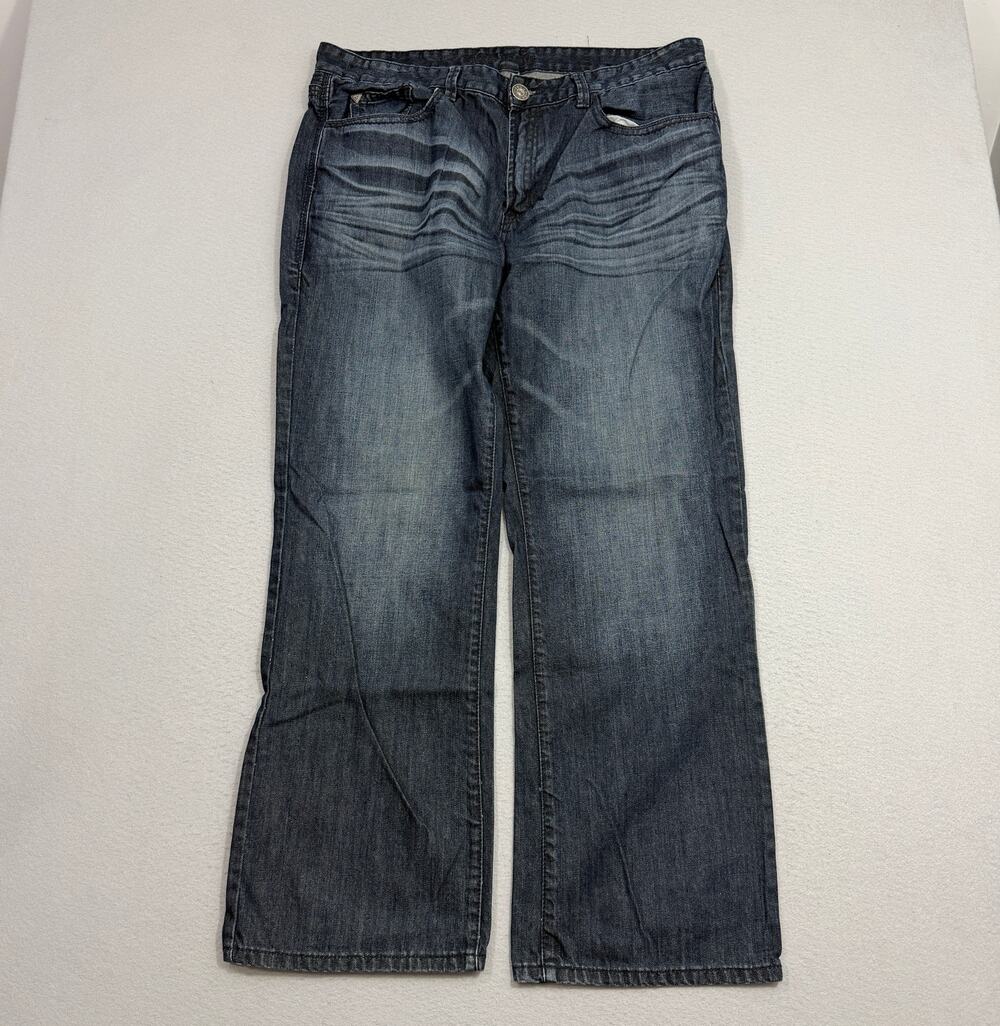 Vintage Guess Bootcut Jeans Men's 38x32 Blue Dark Wash Boot Wide Leg y2k Western